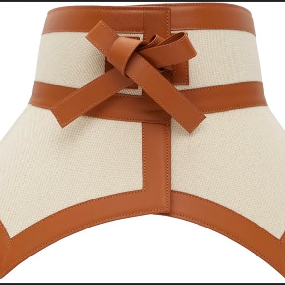 RARE NWT LOEWE Tan Canvas & Leather Obi Belt - Picture 2 of 15